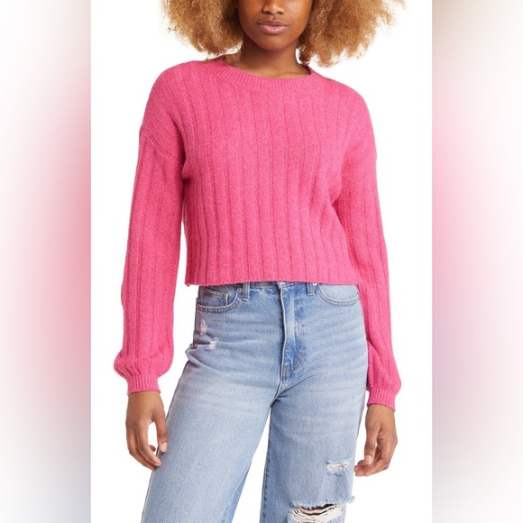 BP Ribbed Crewneck Pink Sweater - Picture 1 of 5